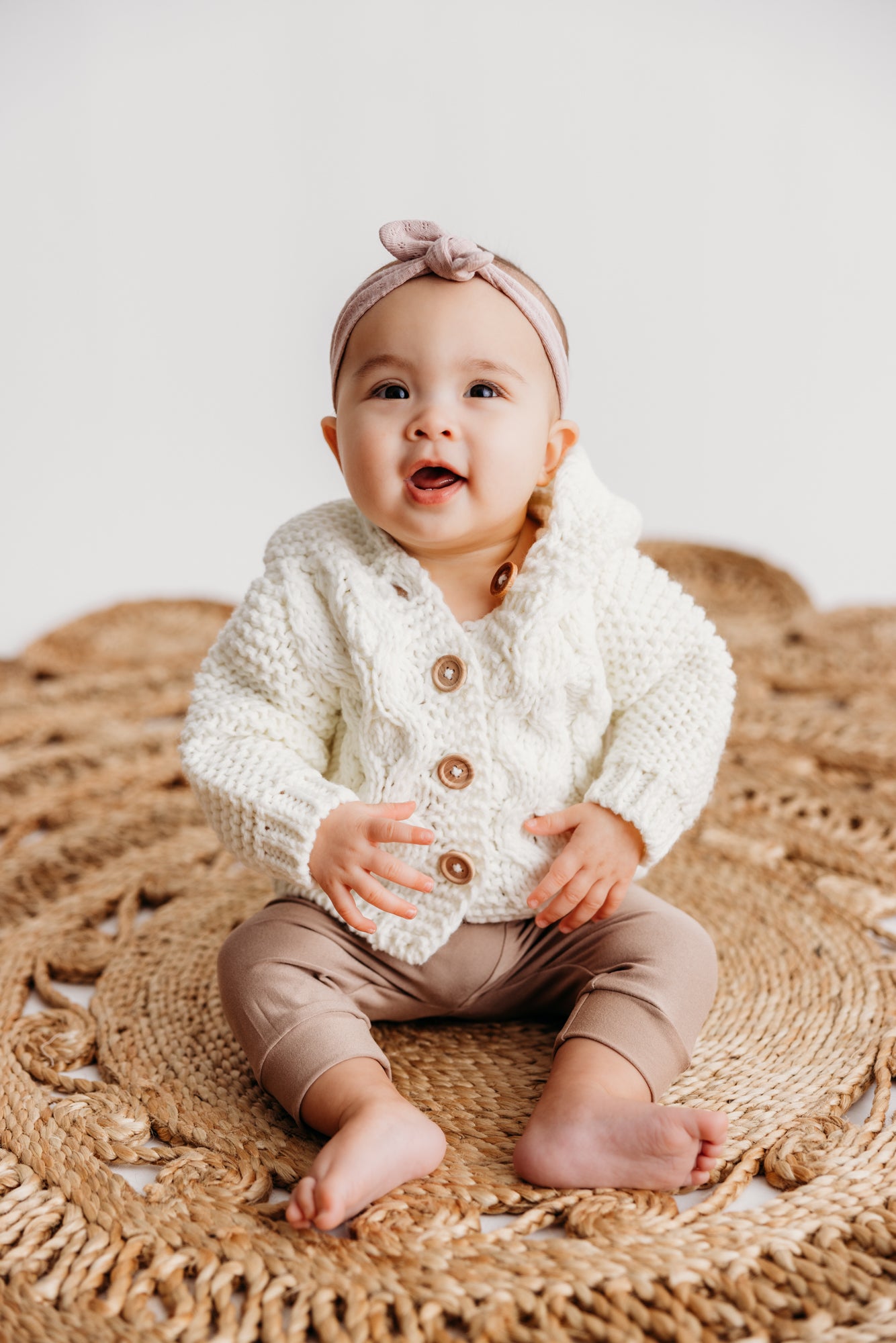 Cream cardigan baby girl sale