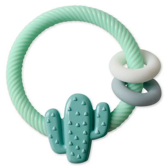 Ritzy Rattle Silicone Teether Rattle | Cactus Mint Green Ritzy Rattle Silicone Teether Rattle | Cactus Mint Green