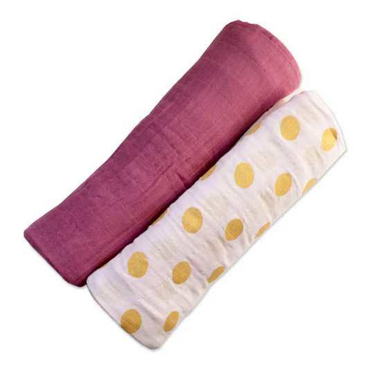Muslin Swaddle Blanket (Rose or Gold Polka Dot)