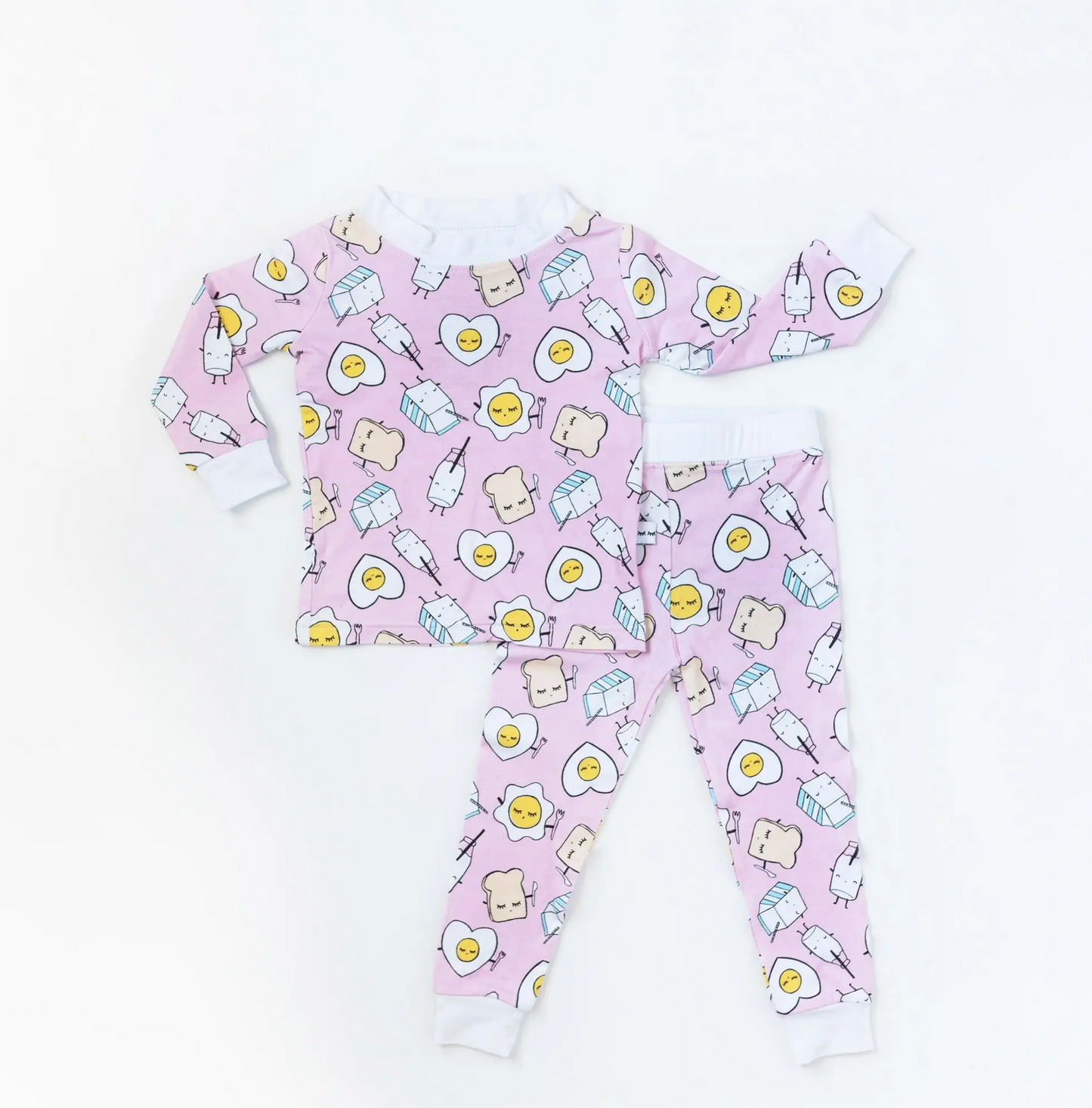 Little Sleepies || Pink Breakfast Buddies Two-Piece Bamboo Viscose Pajama Set