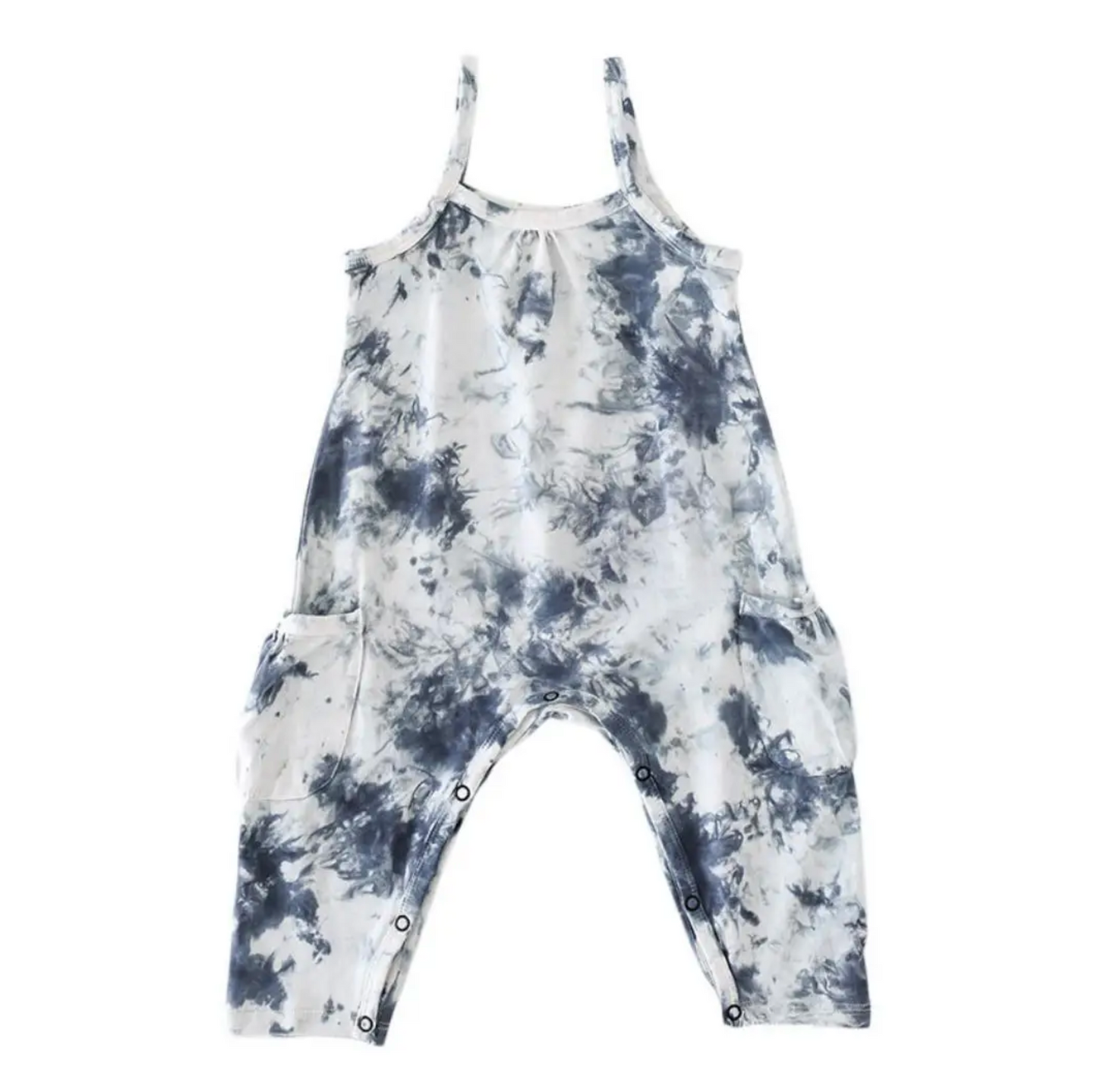 Lola & Taylor - Gathered Front Tank Romper - Marble Tie Dye