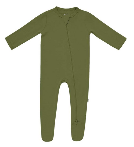 Zippered Footie in Olive
