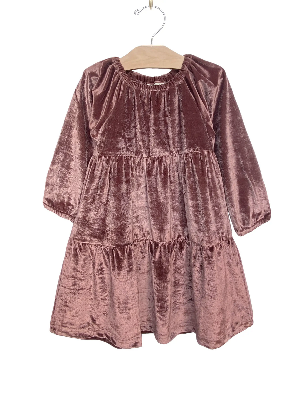 Velour Tiered Dress Berry