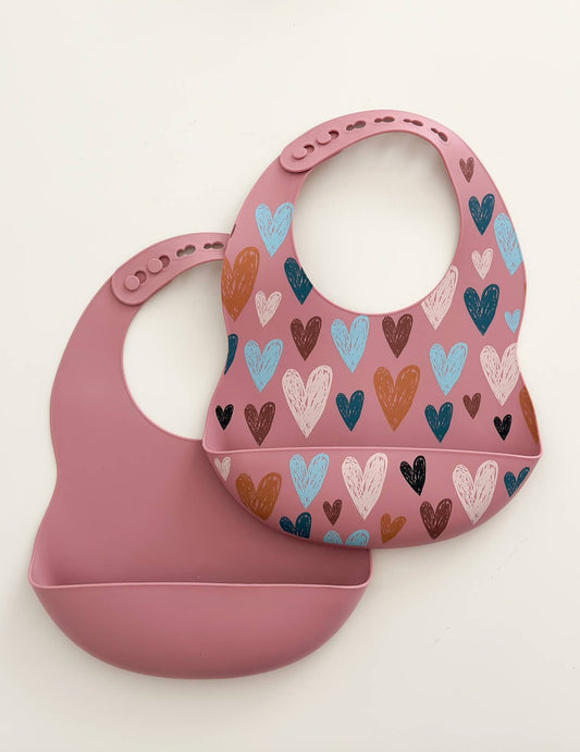 Baby Bibs | Hearts and Rose (2-pack)