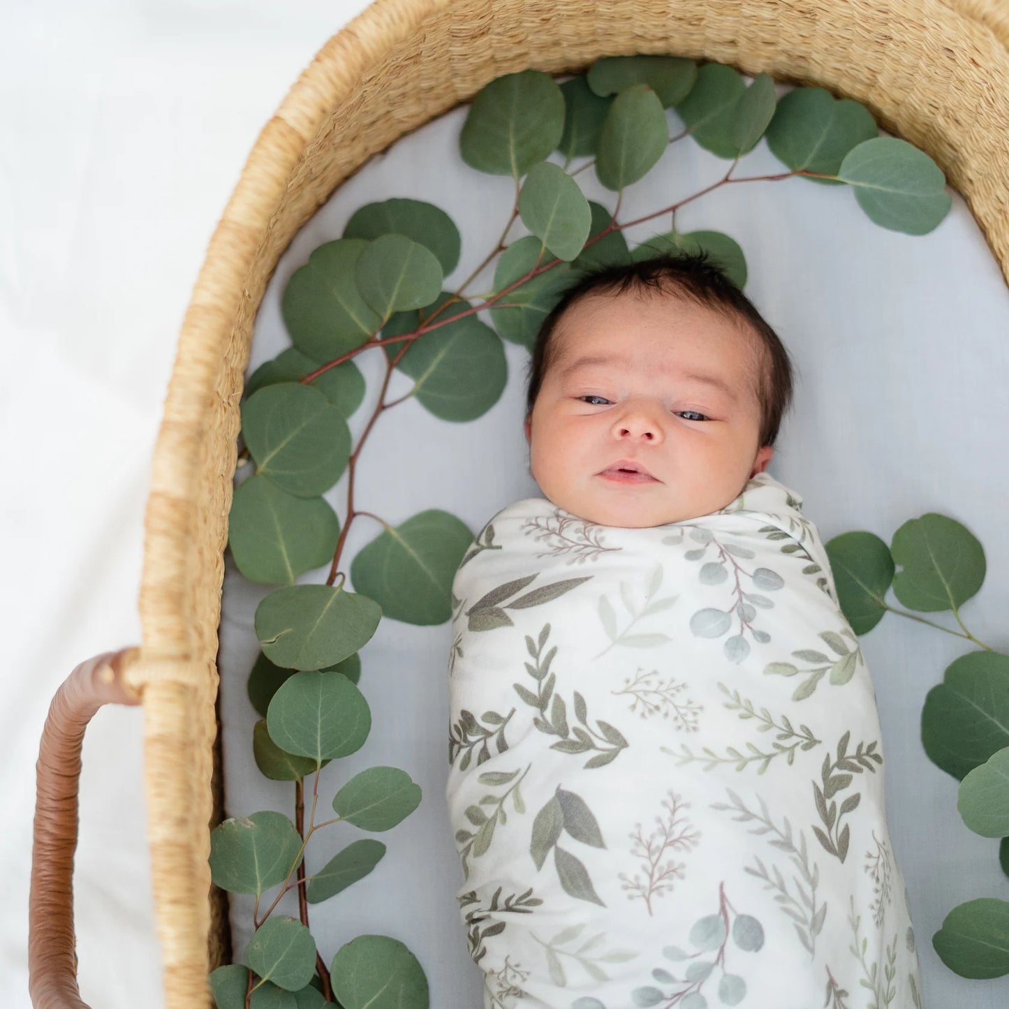 Extra Soft Stretchy Knit Swaddle Blanket: Graceful Greenery